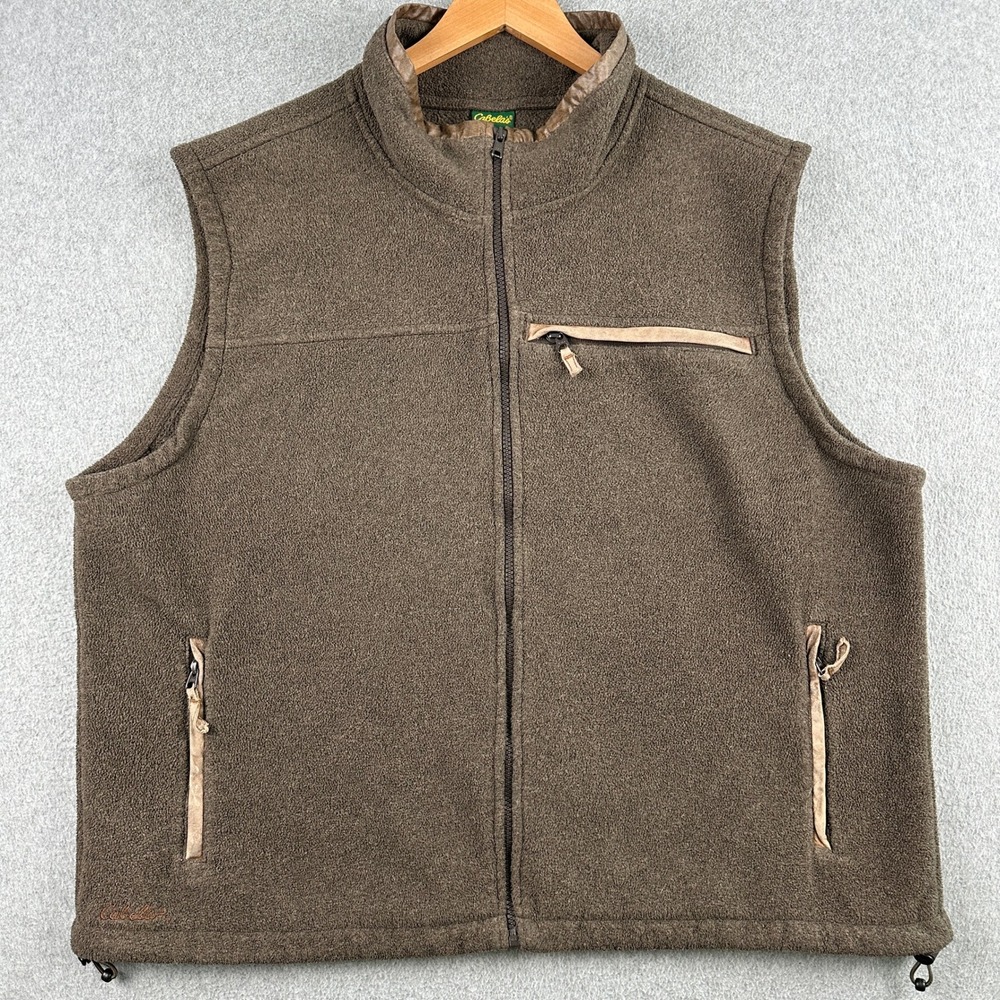 Cabela's Vest Mens XL Brown Fleece Full Zip Outdoor‎ Casual Gorpcore 2775